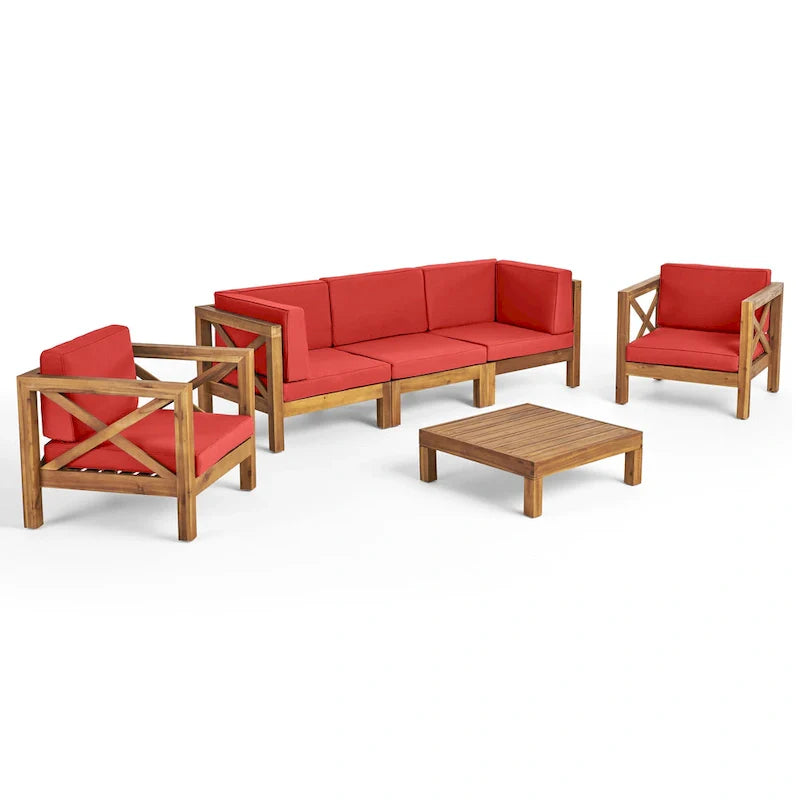Brava Outdoor Acacia Wood 6-piece Chat Set by Christopher Knight Home