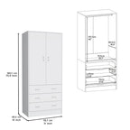 19 Armadio moderno a due ante con 3 cassetti e 1 asta appendiabiti per camera da letto