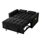 Divano letto a due posti 4 in 1 con braccioli e tasche portaoggetti, divano letto estraibile multifunzionale trapuntato con schienale regolabile