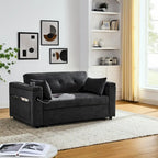 Divano Letto Estraibile 54", Divano Reclinabile 2 Posti con Contenitore, Cuscino Lombare, Presa USB