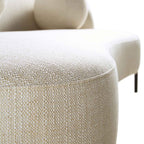 Divano curvo a 3 posti con cuscini a sfera, misto lino beige