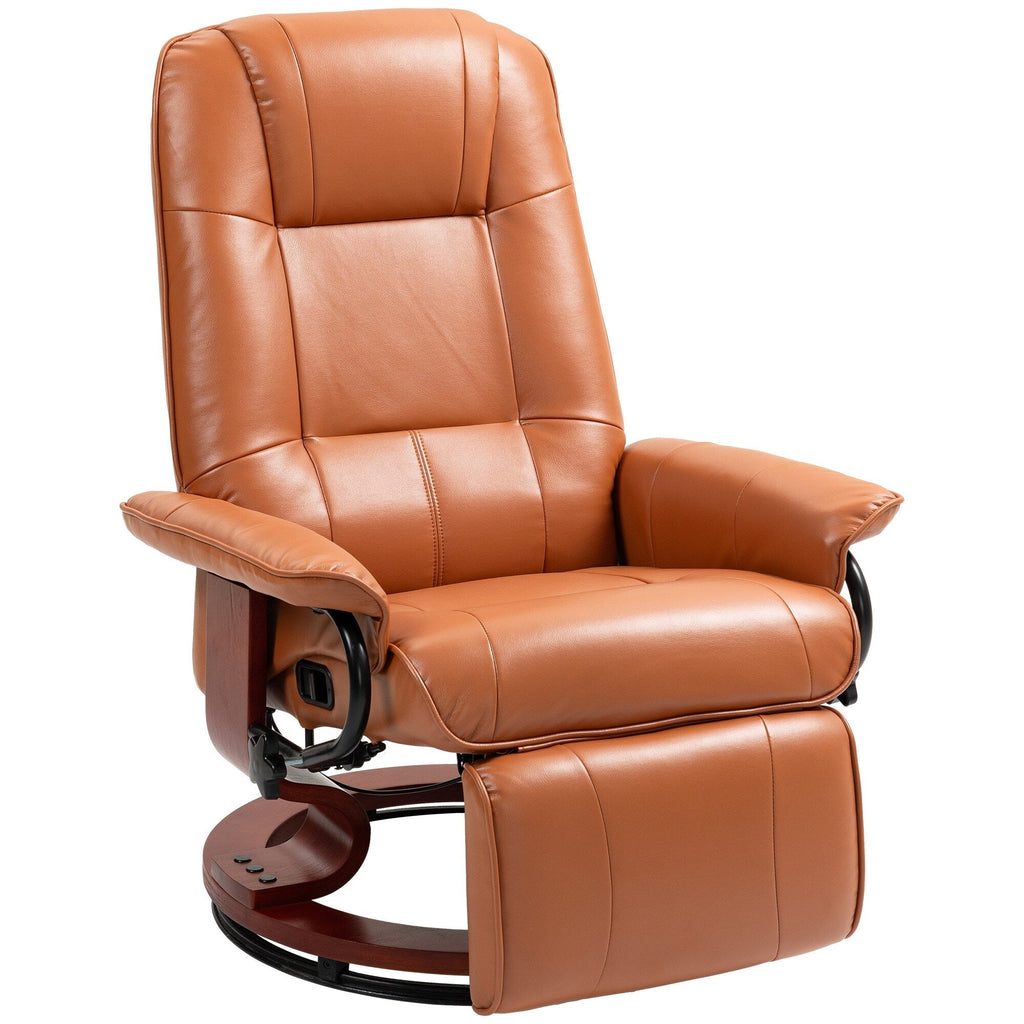 HomCom Faux Leather Adjustable Manual Swivel Base Recliner Chair with Comfortable and Relaxing Footrest