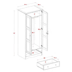 Guardaroba Flessibile in Legno Massello al 100% con Pomelli in Metallo o Legno