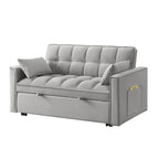 Divano letto a due posti 4 in 1 con braccioli e tasche portaoggetti, divano letto estraibile multifunzionale trapuntato con schienale regolabile