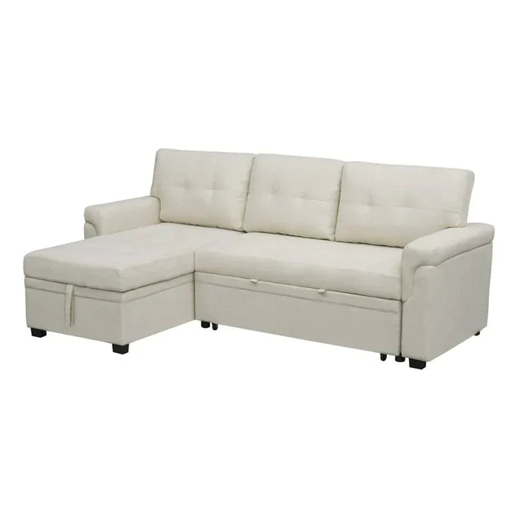 Convertible Reversible Sectional Sofa with Pull-Out Sleeper Bed, Hidden Storage Chaise, and Durable Legs