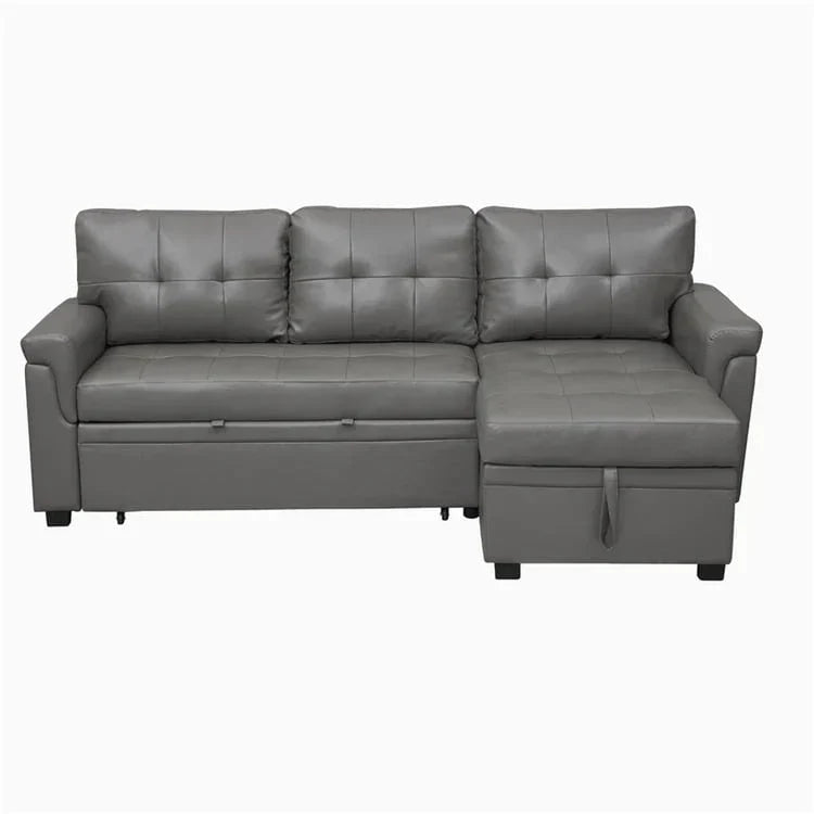 Convertible Reversible Sectional Sofa with Pull-Out Sleeper Bed, Hidden Storage Chaise, and Durable Legs