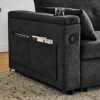 Divano Letto Estraibile 54", Divano Reclinabile 2 Posti con Contenitore, Cuscino Lombare, Presa USB