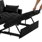 Divano letto a due posti 4 in 1 con braccioli e tasche portaoggetti, divano letto estraibile multifunzionale trapuntato con schienale regolabile