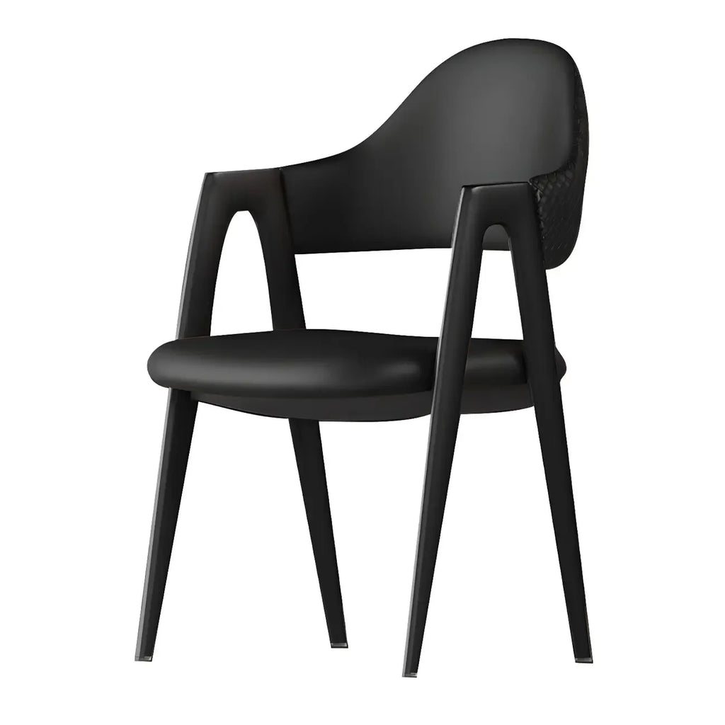 Modern Leather Curved Open Back Arm Dining Chair