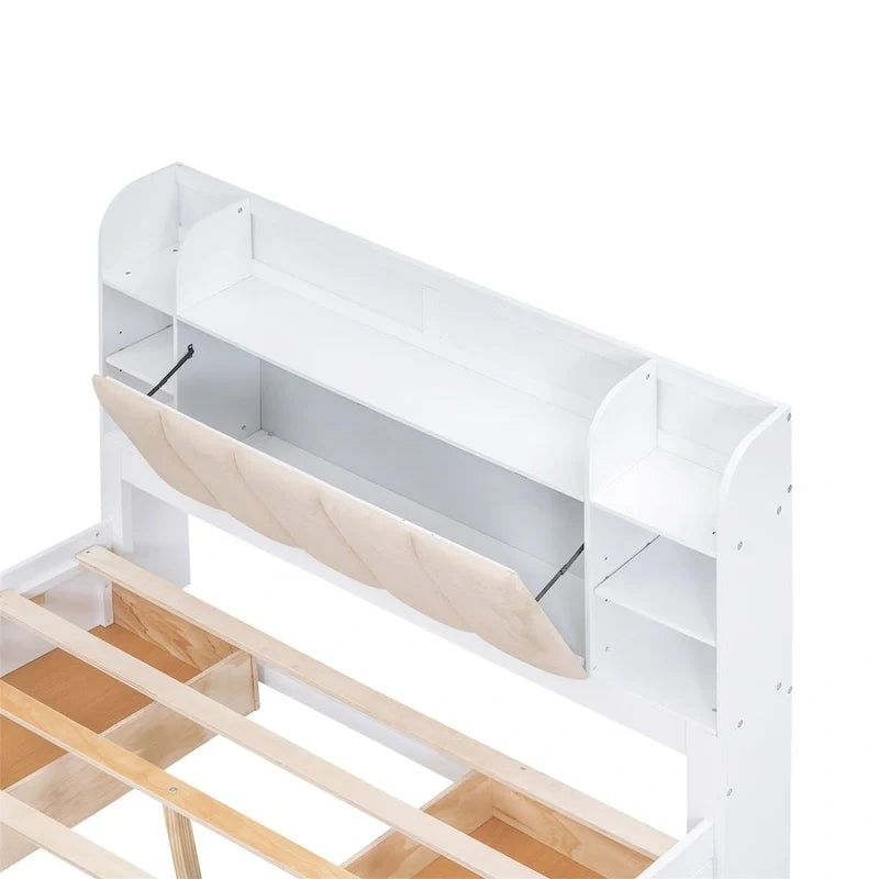 Lit plateforme Queen Size Merax avec tête de lit de rangement