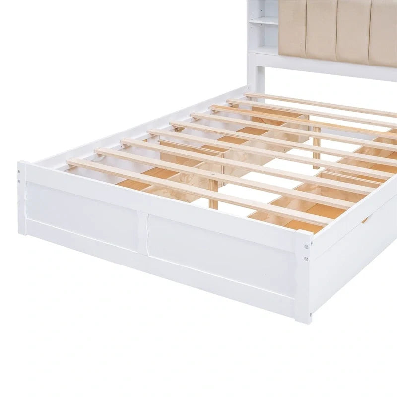 Lit plateforme Queen Size Merax avec tête de lit de rangement
