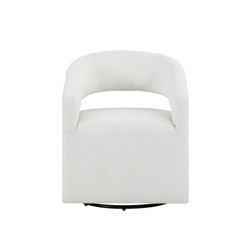 Fauteuil tournant Celeste Modern Boucle, dossier ouvert et accoudoirs incurvés, par Furniture of America