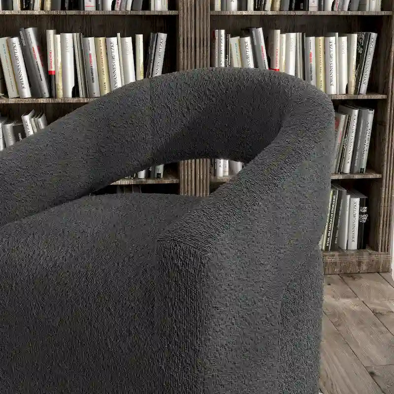 Fauteuil tournant Celeste Modern Boucle, dossier ouvert et accoudoirs incurvés, par Furniture of America