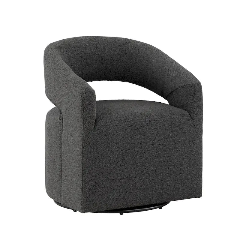 Celeste Modern Boucle Round Barrel Chair Open Back and Curved Arm, Swivel Armchair by Furniture of America