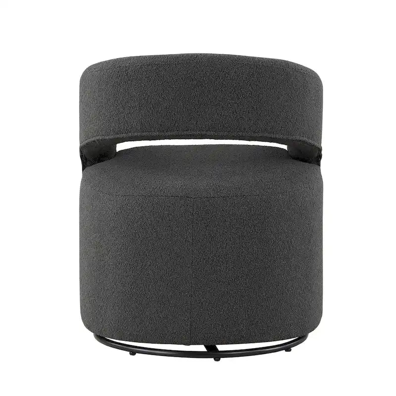 Celeste Modern Boucle Round Barrel Chair Open Back and Curved Arm, Swivel Armchair by Furniture of America