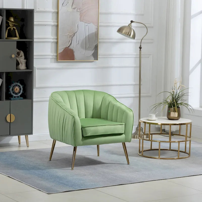 Fauteuil d'appoint capitonné en velours avec pouf – 28.94 x 28.94 x 28.94