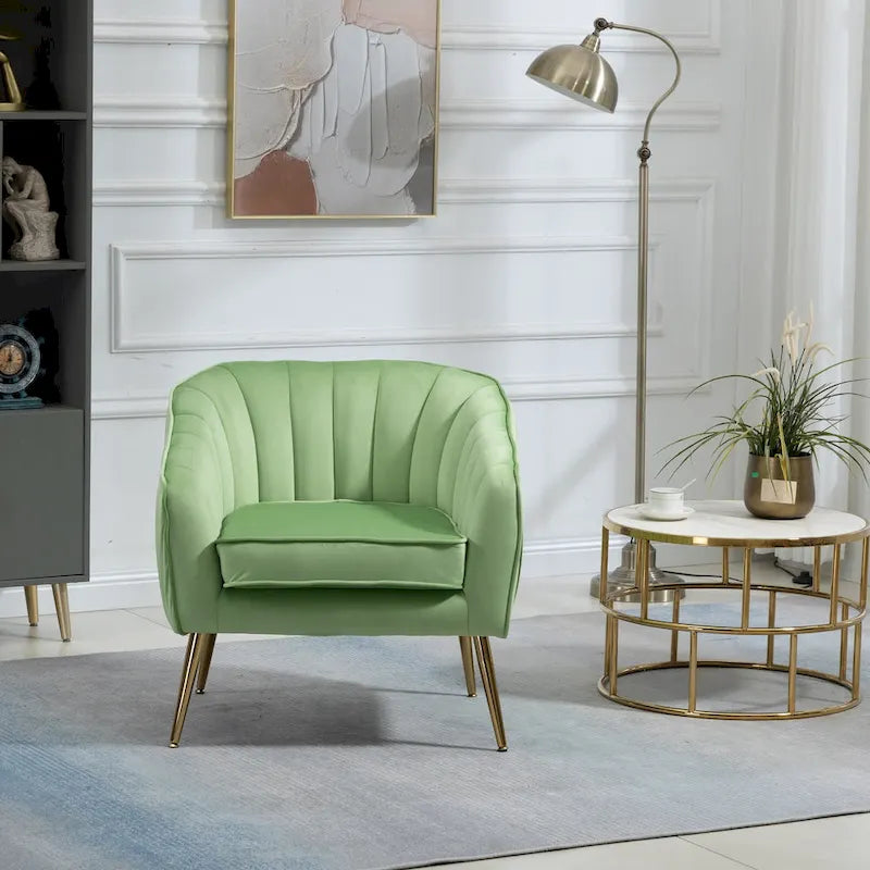Velvet Tufted Accent Chair with Ottoman - 28.94 x 28.94 x 28.94