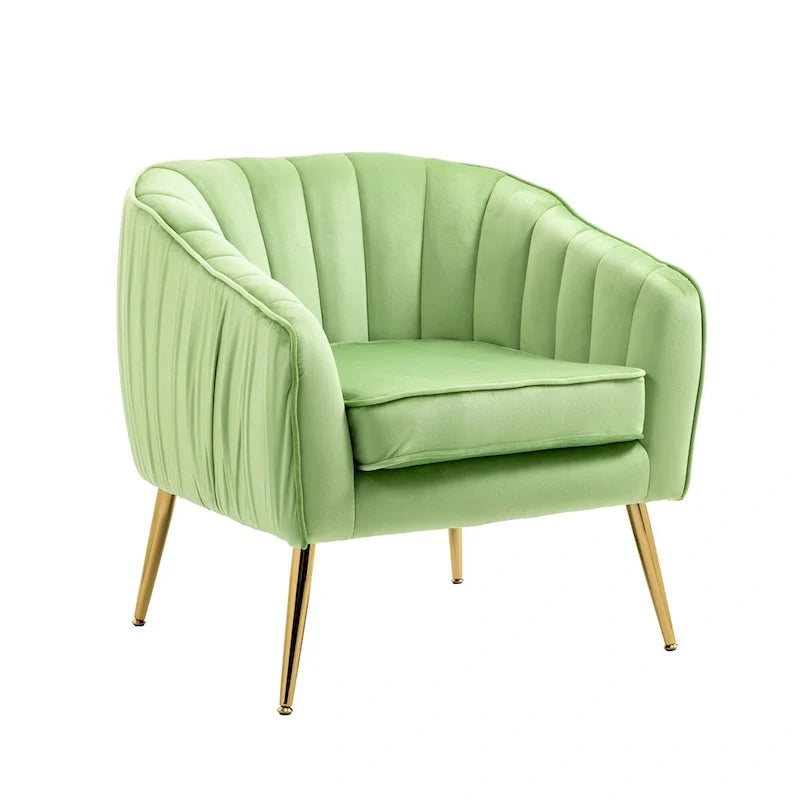 Fauteuil d'appoint capitonné en velours avec pouf – 28.94 x 28.94 x 28.94