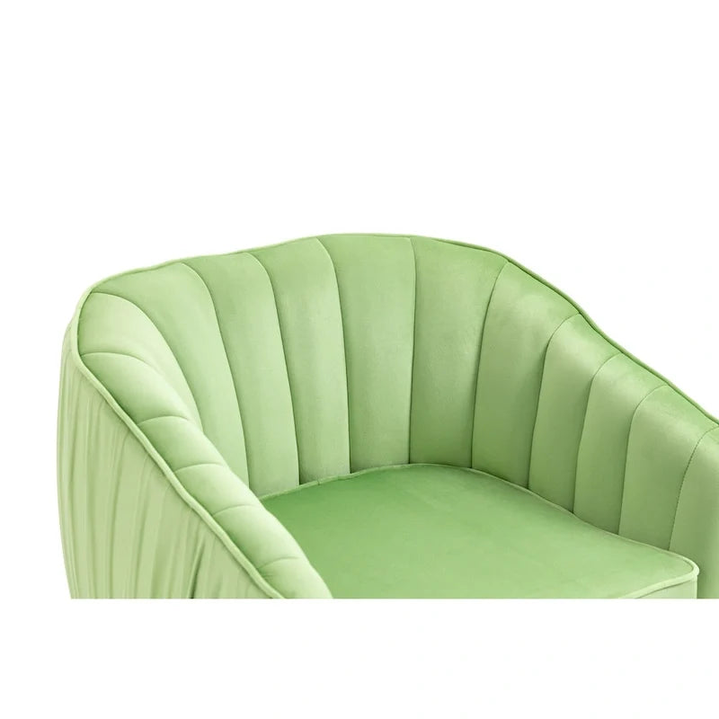 Fauteuil d'appoint capitonné en velours avec pouf – 28.94 x 28.94 x 28.94