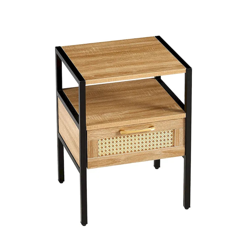 Comodino in Rattan con 1 Cassetto