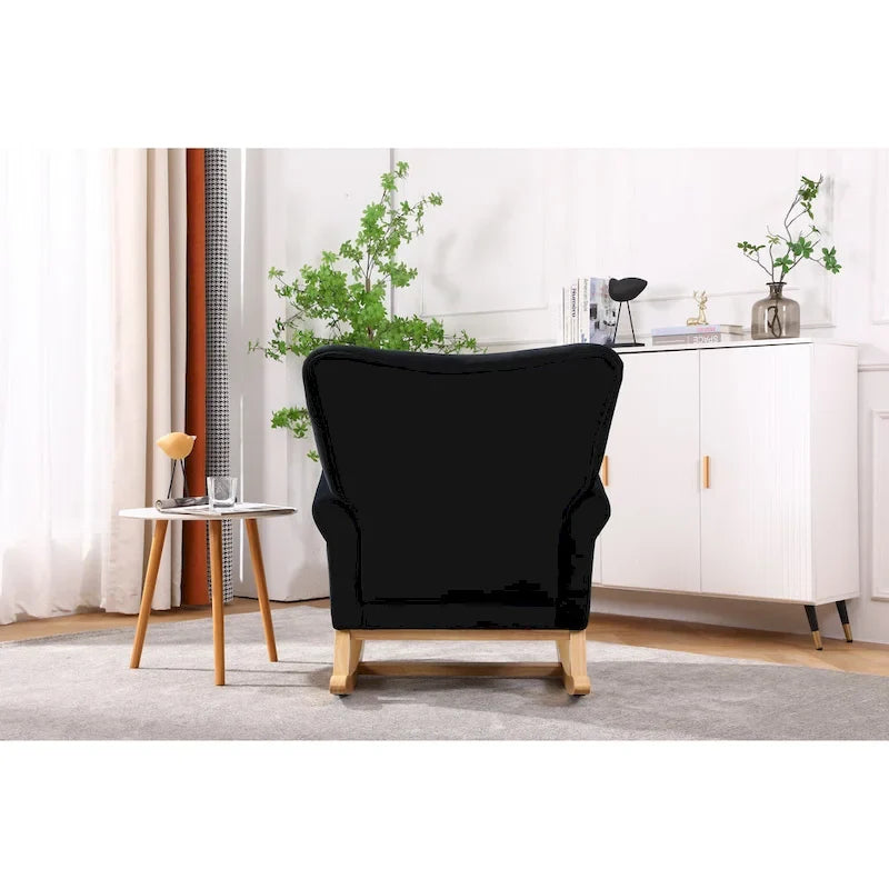 Tufted Rocking Chair with Wood Legs
