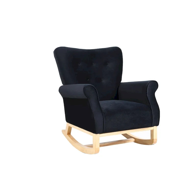 Tufted Rocking Chair with Wood Legs