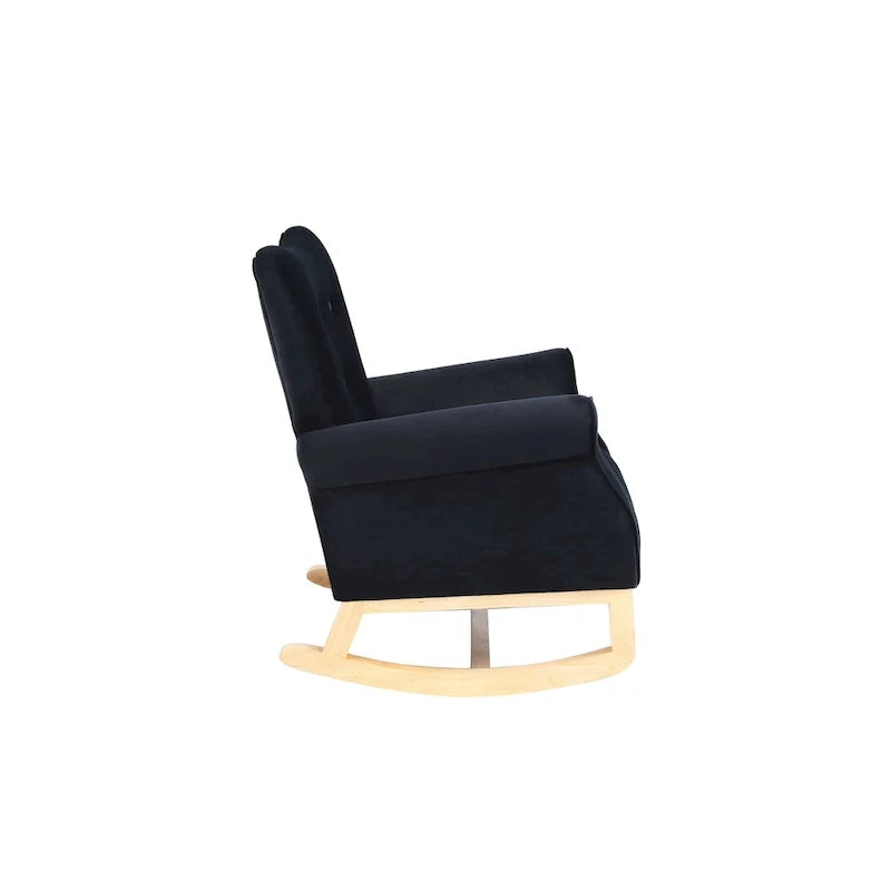 Tufted Rocking Chair with Wood Legs