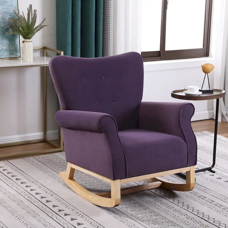 Tufted Rocking Chair with Wood Legs