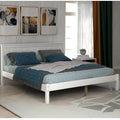Struttura Letto a Piattaforma Perfettamente Semplice con Supporto a Doghe in Legno e Testiera Integrata, Realizzata in Pino