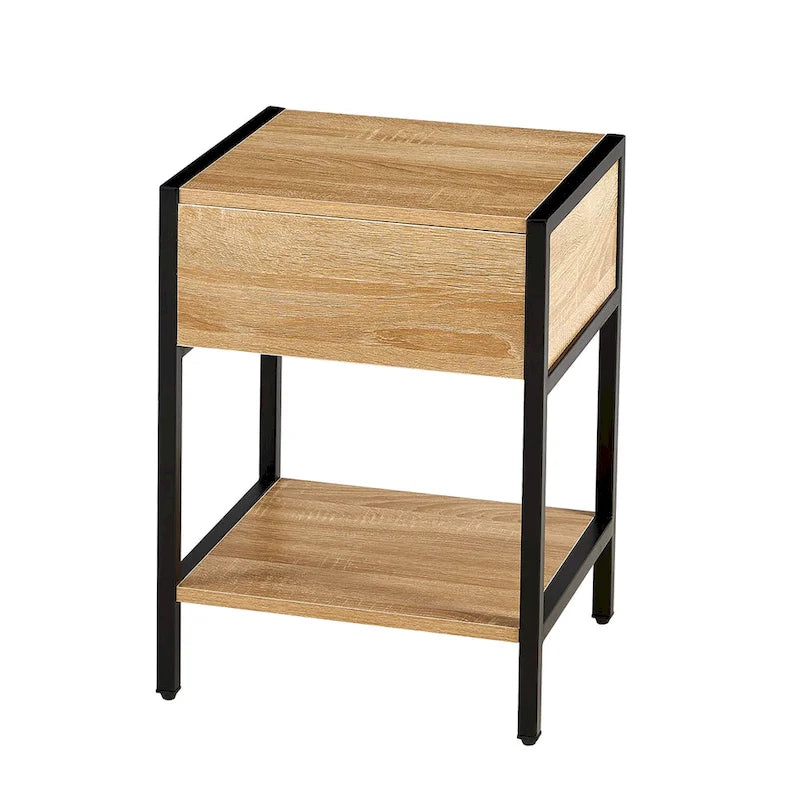 Table de chevet 1 tiroir en rotin avec étagère