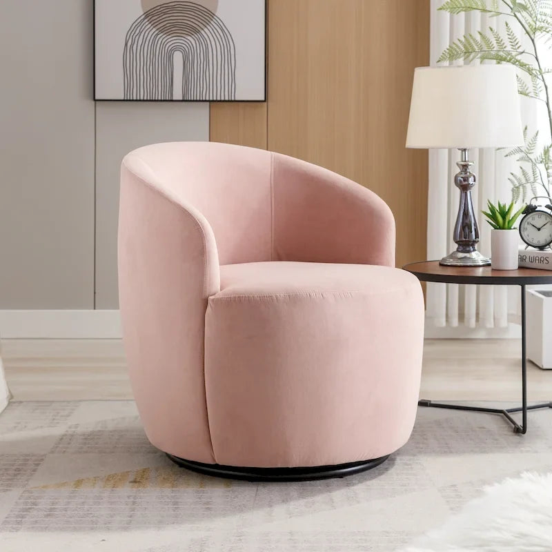 Fauteuil d'appoint pivotant en velours - 25,60 x 25,60 x 27,56