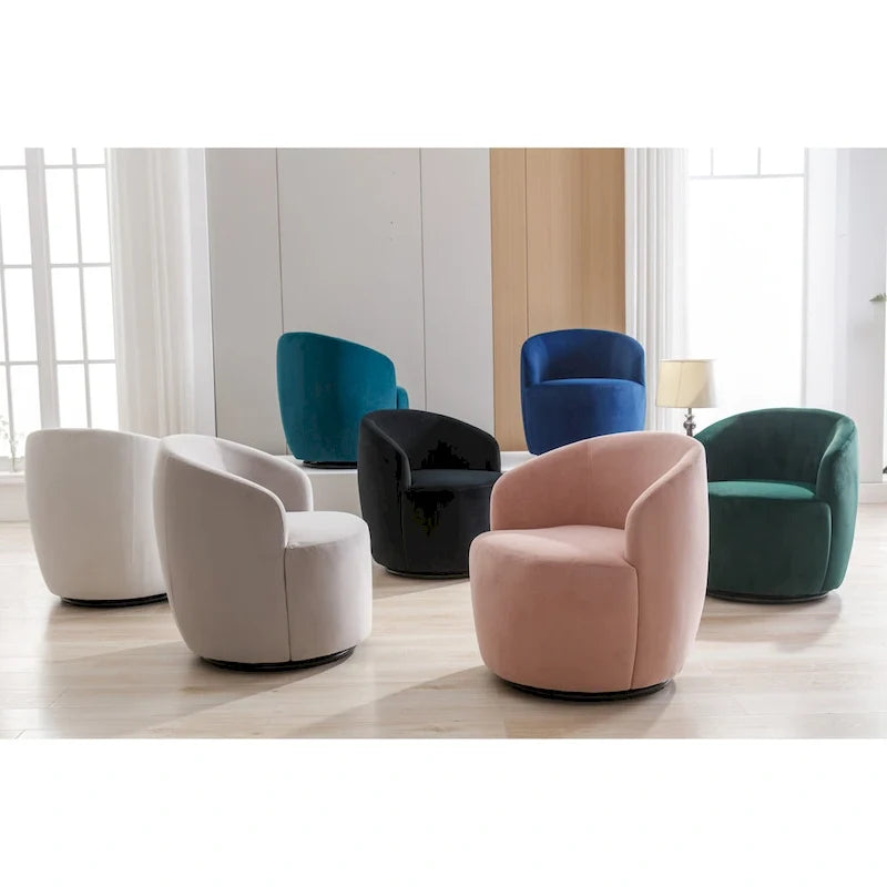 Fauteuil d'appoint pivotant en velours - 25,60 x 25,60 x 27,56