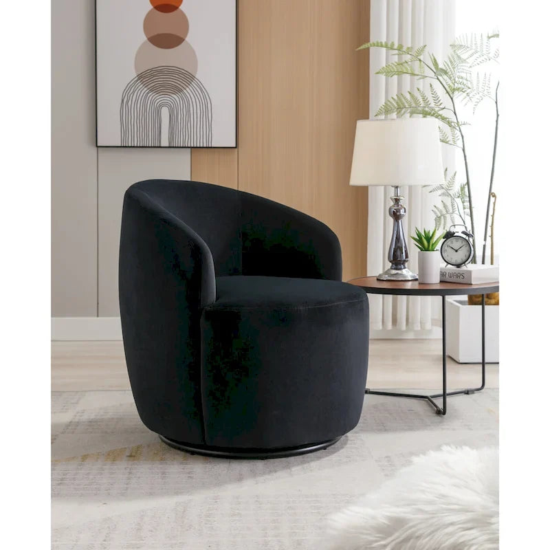 Fauteuil d'appoint pivotant en velours - 25,60 x 25,60 x 27,56