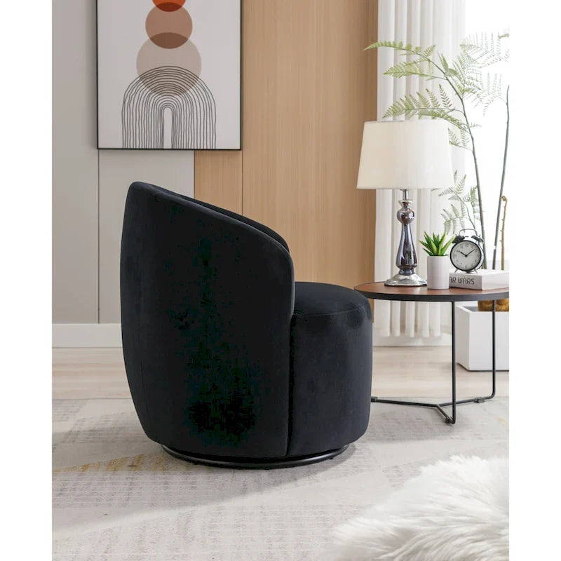 Fauteuil d'appoint pivotant en velours - 25,60 x 25,60 x 27,56