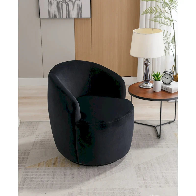 Fauteuil d'appoint pivotant en velours - 25,60 x 25,60 x 27,56