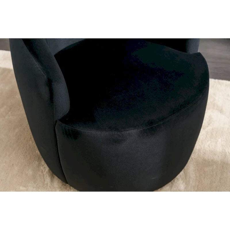 Fauteuil d'appoint pivotant en velours - 25,60 x 25,60 x 27,56