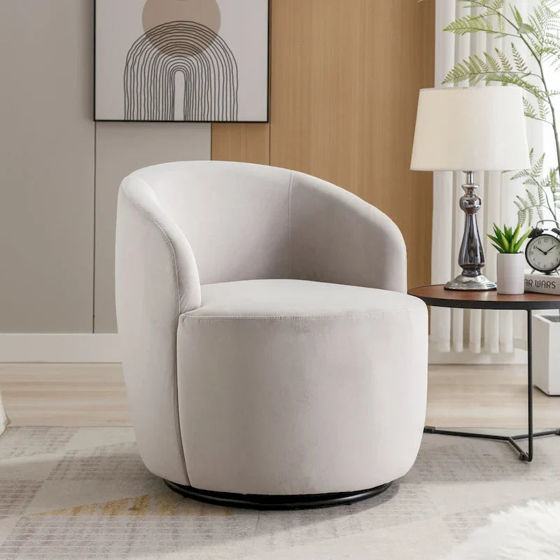 Fauteuil d'appoint pivotant en velours - 25,60 x 25,60 x 27,56