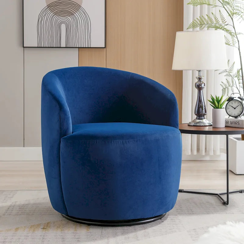 Fauteuil d'appoint pivotant en velours - 25,60 x 25,60 x 27,56