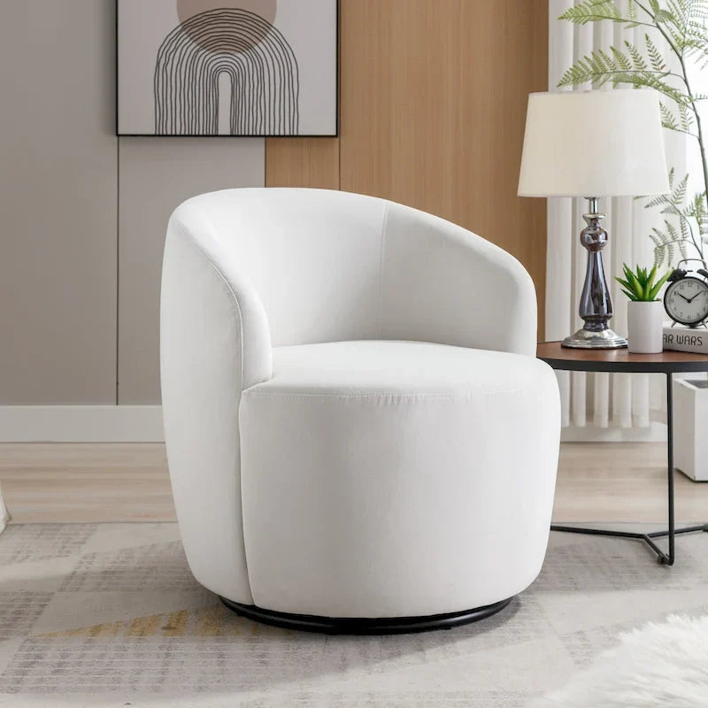 Fauteuil d'appoint pivotant en velours - 25,60 x 25,60 x 27,56