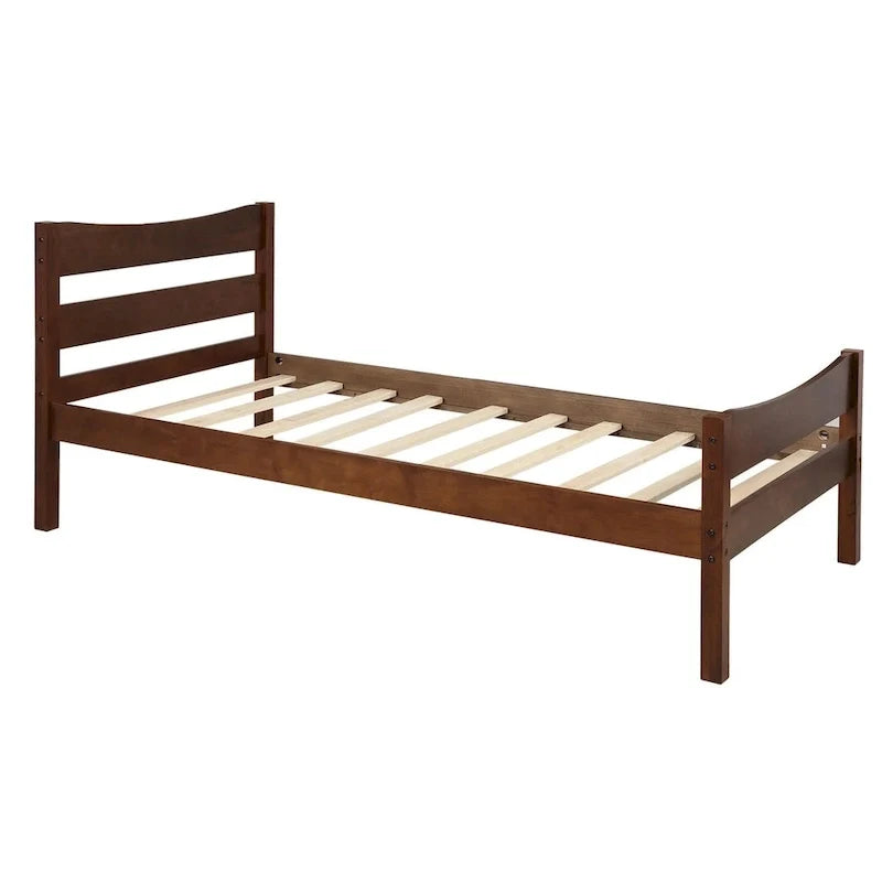 Lit plateforme double en bois marron