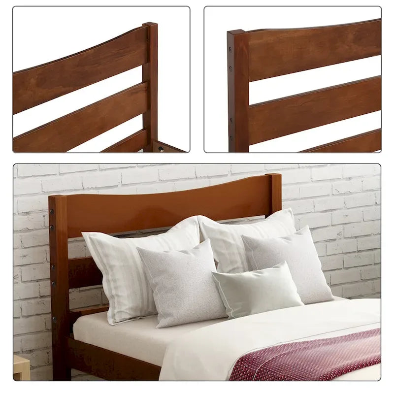 Lit plateforme double en bois marron