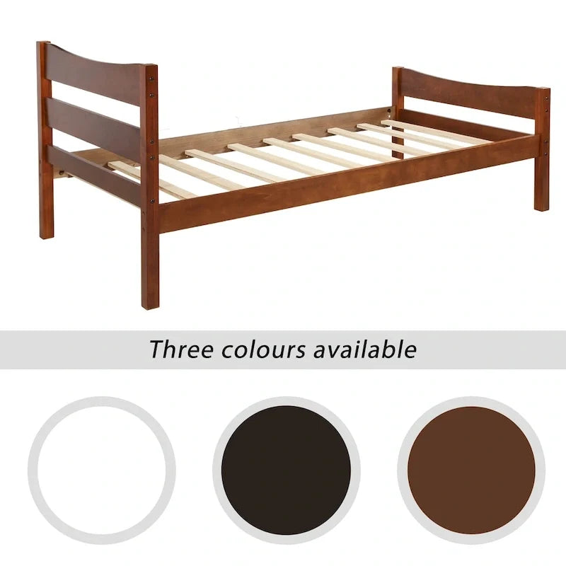 Lit plateforme double en bois marron