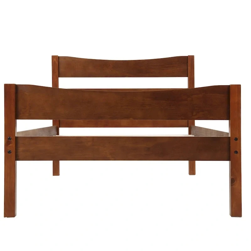 Lit plateforme double en bois marron