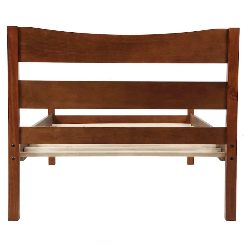 Lit plateforme double en bois marron