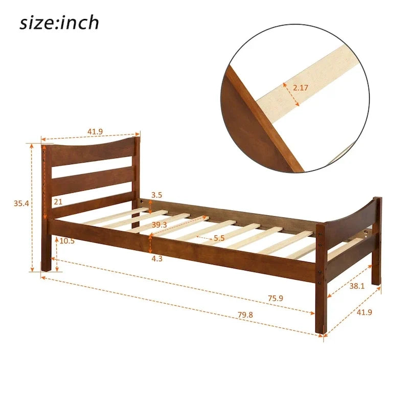 Lit plateforme double en bois marron