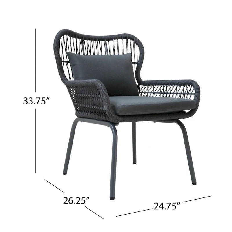 Chaises de club Tolovana d'intérieur en acier et corde avec coussins par Christopher Knight Home