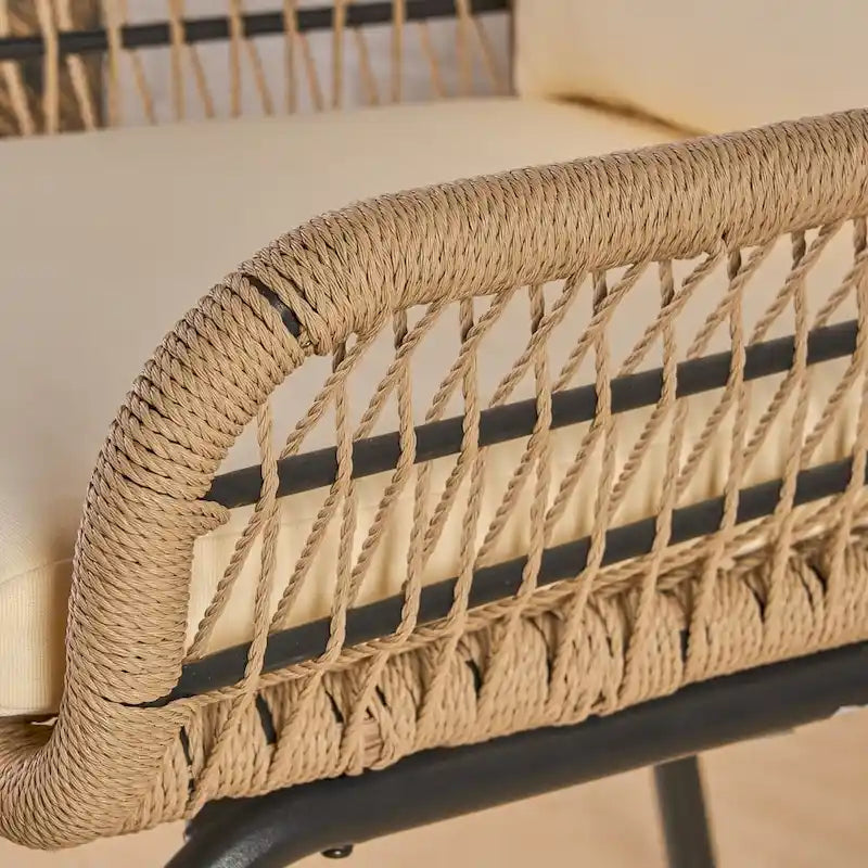 Chaises de club Tolovana d'intérieur en acier et corde avec coussins par Christopher Knight Home