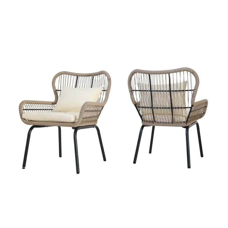 Chaises de club Tolovana d'intérieur en acier et corde avec coussins par Christopher Knight Home