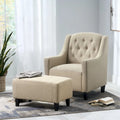 Fauteuil club en tissu touffeté beige clair Elaine avec ottoman par Christopher Knight Home