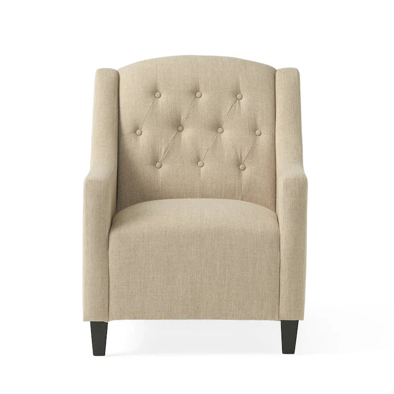 Fauteuil club en tissu touffeté beige clair Elaine avec ottoman par Christopher Knight Home